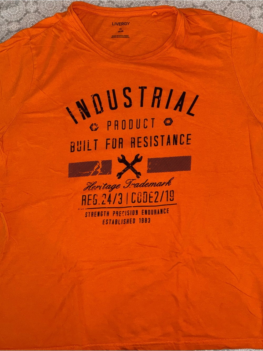 Orange 'Industrial' Graphic Short-Sleeve Tee
